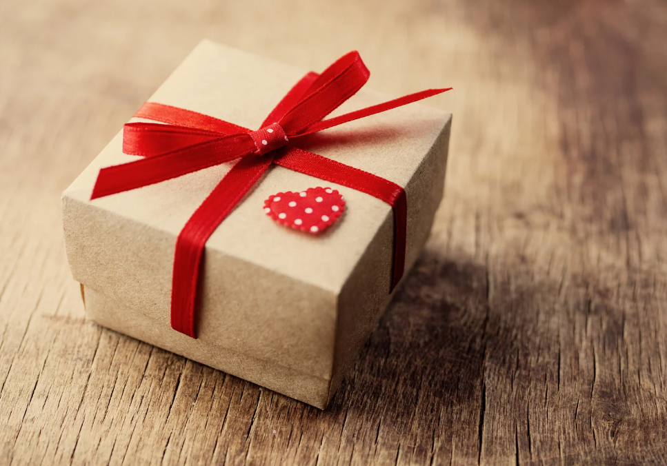 wrapped gift with heart