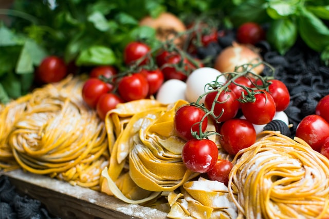 fresh italian pasta with cherry tomatoes