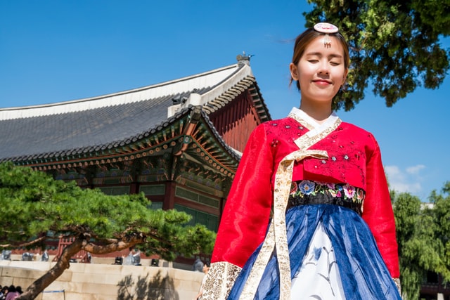 south korean teenage girl in traditional dress