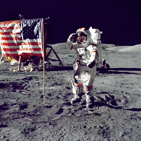 man walking on the moon