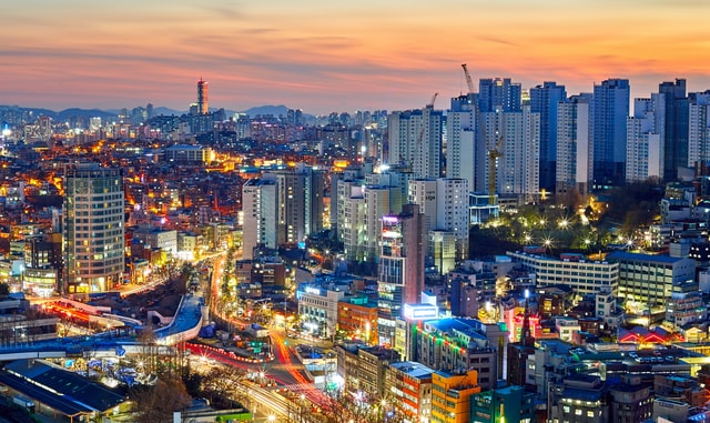 Seoul capital of South Korea at sunset