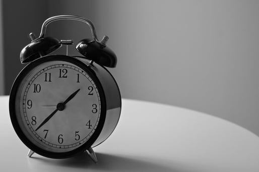 old fashioned black and white alarm clock