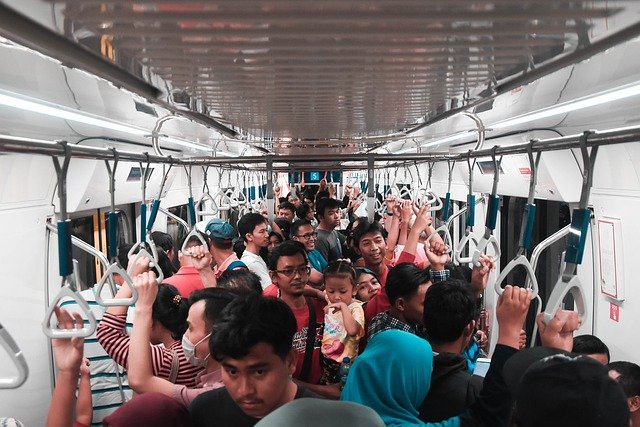 people in a subway train