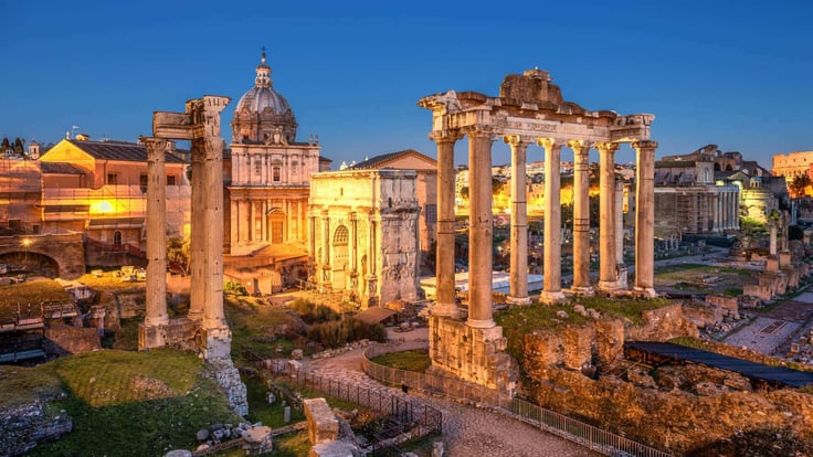 ruins of the Roman Forum in Italy