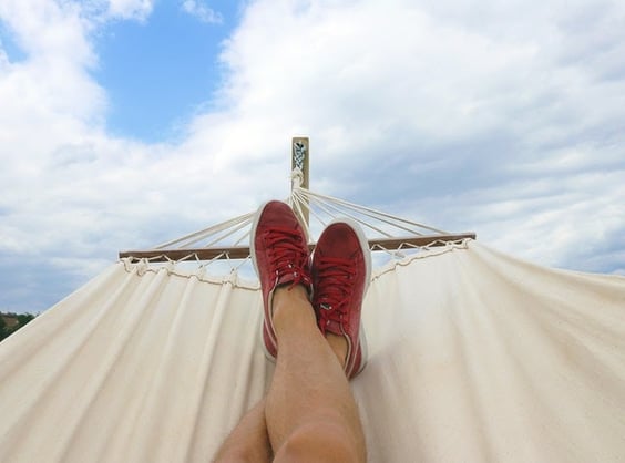 feet relaxing in hammock