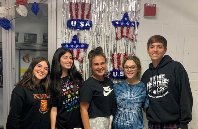 teens with USA decor