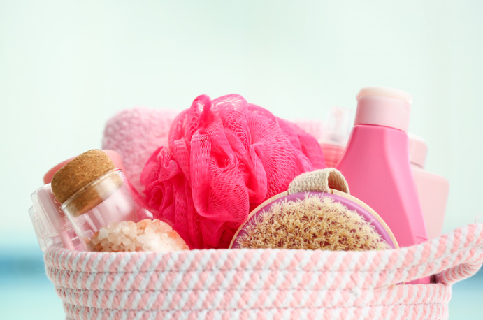 basket of bath supplies