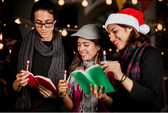 family Christmas caroling